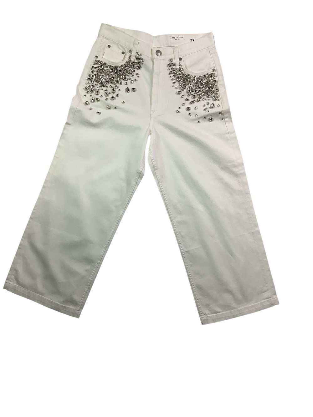 rag & bone Andi EnbellishedHigh-Rise Wide Leg Jeans Size 28